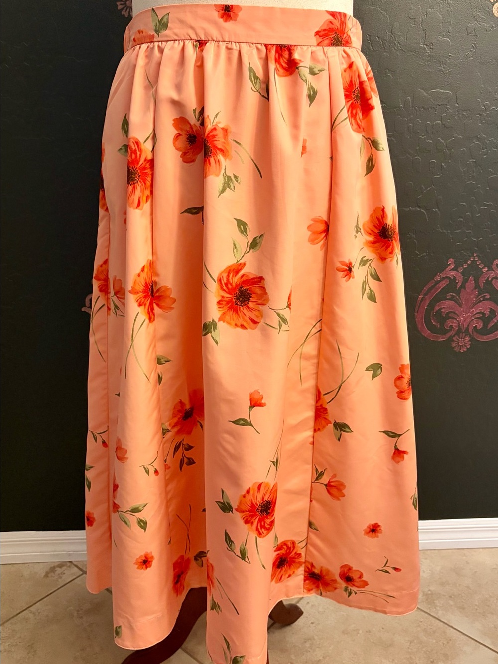 Old Navy-The Occasion Peach Skirt with Orange Floral Print